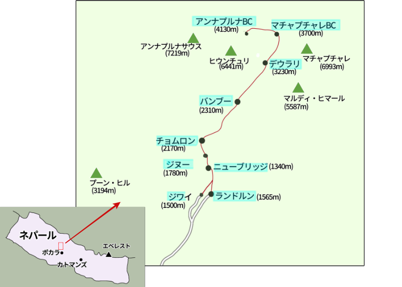 アンアプルナBC地図